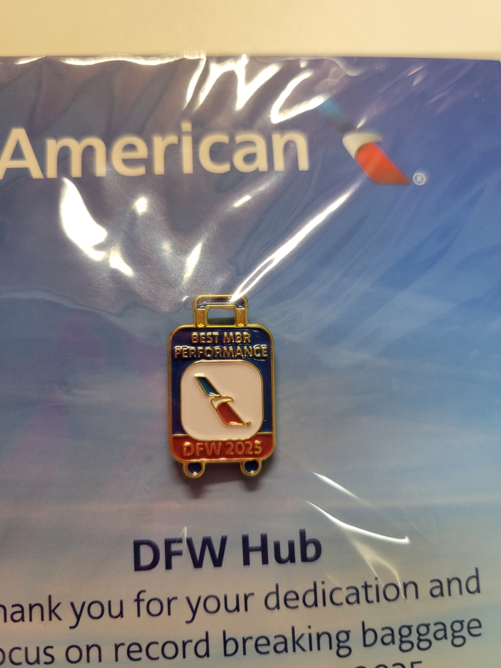 American Vintage Blue, White & Red DFW 2025 Performance Pin
